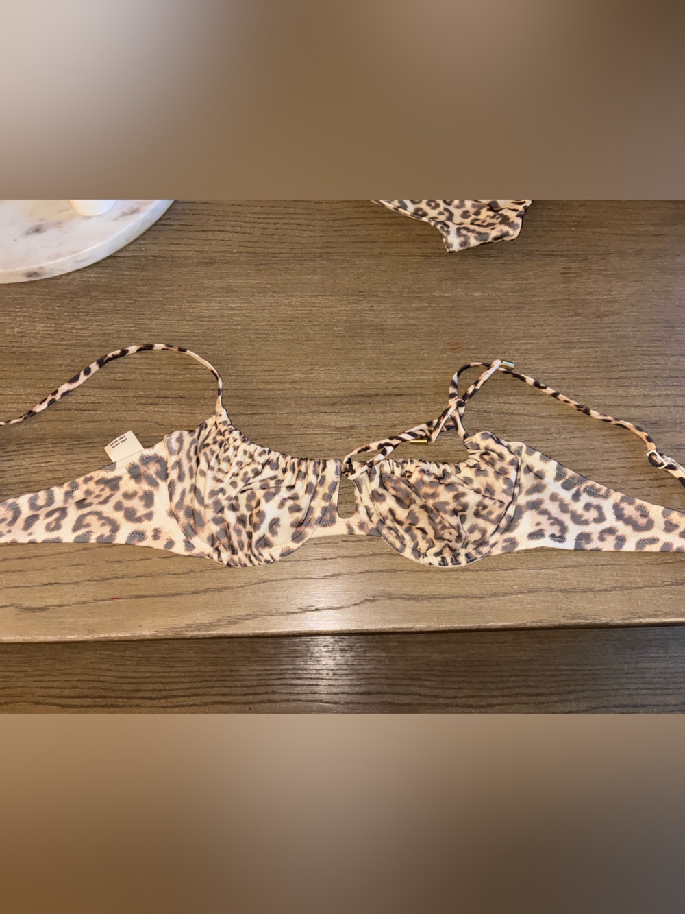 Leopard Print Bikini Top with underwire NWT AERIE- Neutral Tones 36B SOLD OUT